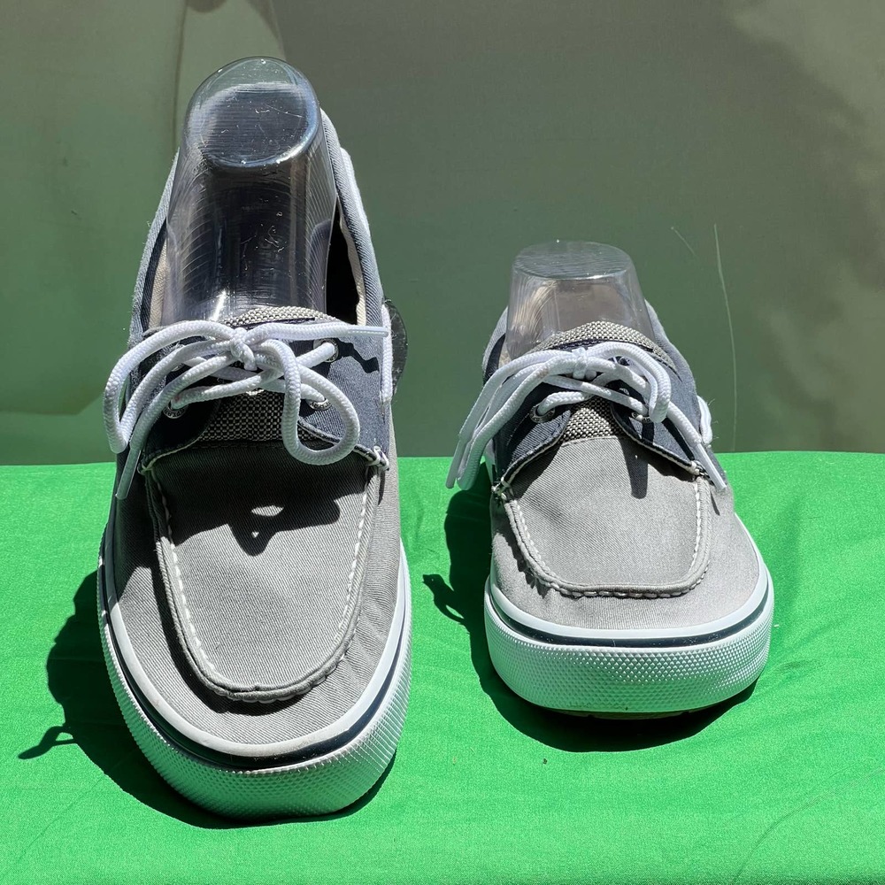 SPERRY MEN BOAT SHOES  CANVAS SNEAKERS BLU/GRY 10m